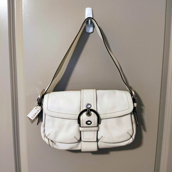 Coach Handbags - Coach Leather Baguette Shoulder Bag Off White New